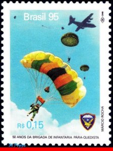 2548 BRAZIL 1995 PARASHUTE BRIGADE, PLANE, PARACHUTIST, MI# 2659 RHM C-1958, MNH