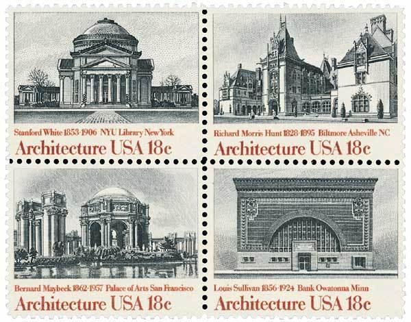 1981 18c Architecture, Block of 4 Scott 1928-31 Mint F/VF NH