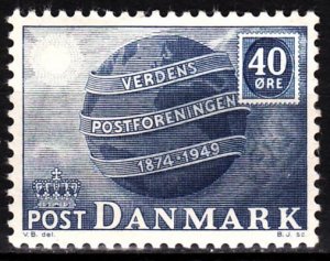 DENMARK 1949 UPU - 75. Single, MHOG