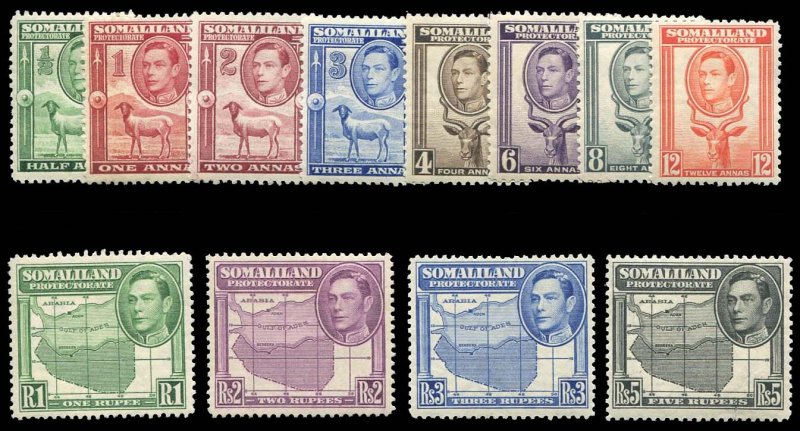 Somaliland Protectorate #84-95 Cat$97.75, 1938 George VI, complete set, light...