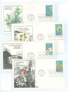 US 1783-1786 1979 15c Endangered Flora (flowers)set of four unaddressed first day covers with matching Bazaar cachets.