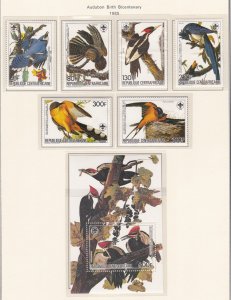 Central Africa # 710-715, 716, Audubon Birds, Mount Glazing, Hinged, 1/3 Cat.