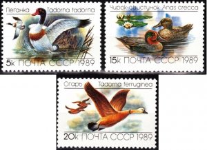 RUSSIA/USSR 1989 FAUNA: Birds / Ducks, MNH