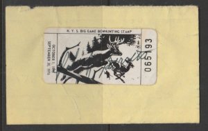 U.S. Scott Scott #NY-BG-9 New York Big Game- Used Single on License - 2 Pictures