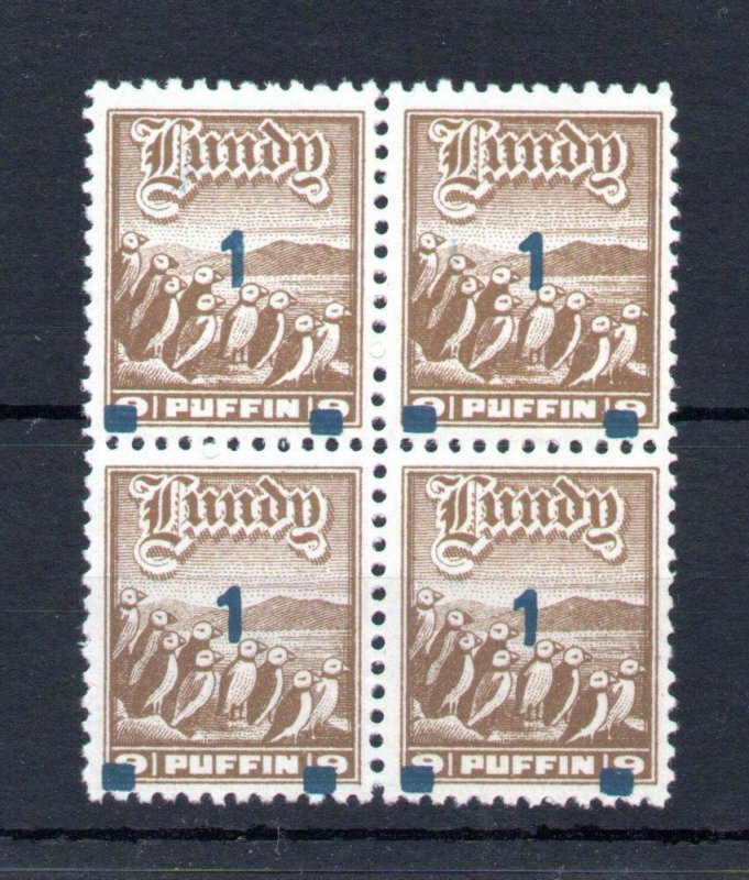 LUNDY: 1972 PROVISIONAL OVERPRINT UNMOUNTED MINT BLOCK OF 4