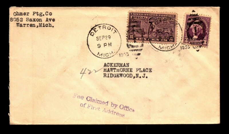 1935 Detroit Special Delivery Cover - L9564