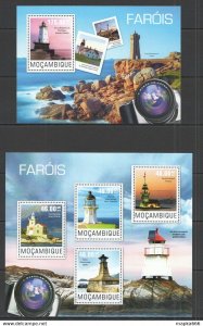 2014 Mozambique Architecture Marine Life Lighthouses Kb+Bl ** St2450