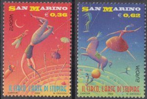 SAN MARINO Sc #1532-3 CPL MNH  EUROPA 2002, CIRCUS