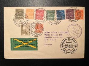 1930 Brazil Airmail Cover Rio De Janeiro to La Paz Bolivia Lloyd Air Bolivia 2