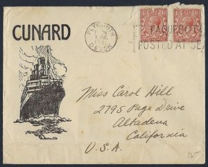 UK GB 1931 PAQUEBOT POSTED AT SEA ON THE CUNARD LINE ILLUSTRATED COVER