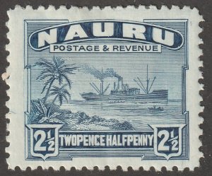 Nauru, Scott#21a,  mint, hinged,  2 1/2 penny, ship,  blue/black