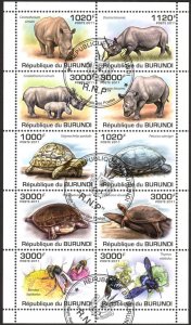 Burundi 2011 Rhinoceros Turtles Honeybees Sheet Used / CTO