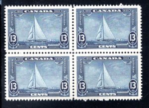 216 Scott, 13c dark blue, MNHOG, VF, block of 4, Canada Postage St