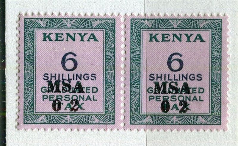 KENYA; 1963 early Revenue Tax issue used 6s. fine Pair