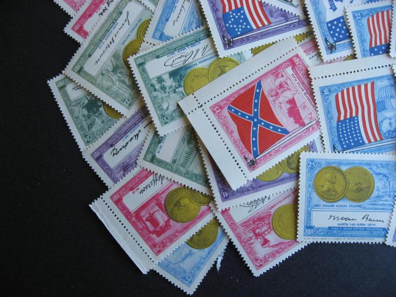 USA 48 MH Paul Helms famous american events etc labels. Note 15 have thins.