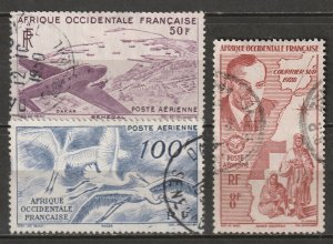 French West Africa 1947 Sc C11-3 air post partial set used