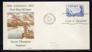 Canada #370 David Thompson FDC H & E Cachet c436