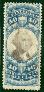 USA Revenue Stamp Scott.R114 40c Blue & Black (1871) Mint MM {samwells}GOLD110