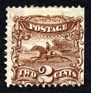 US 1869 2¢ Post Horse & Rider Stamp  #113 MH CV $500