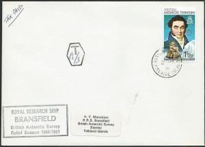 BR ANTARCTIC TERR. 1981 cover ex  ROTHERA POINT cds, taxed, ship cachet....50243