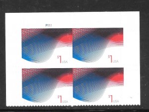 #4953 MNH One Dollar Patriotic Wave Plate Block