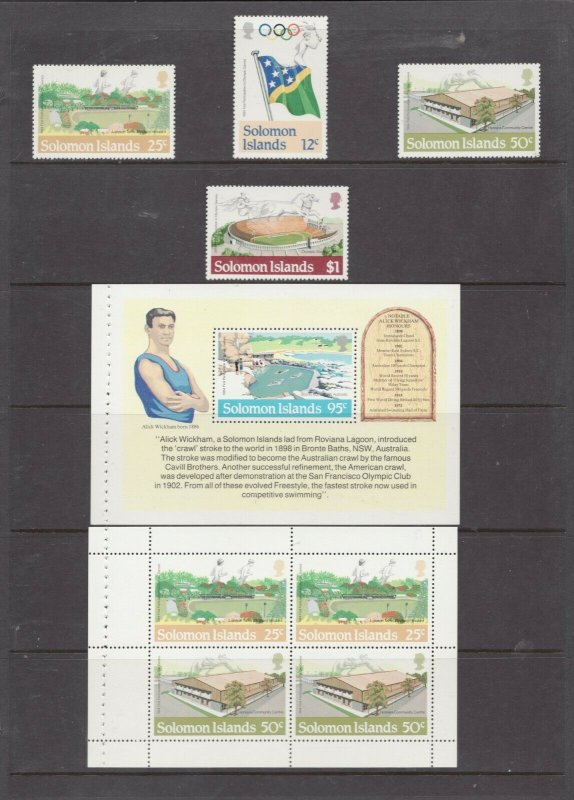 SG528-32  Soloman Islands 1984 - MNH -  Olympic Booklet Panes & singles - VF