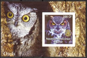 Congo 2004 Rotary Birds Owls (1) S/S Imperf. MNH Private