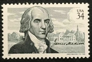 2001 Scott #3545 34¢ - JAMES MADISON - PRESIDENT - Single Stamp - Mint NH