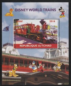 CHAD - 2016 - Disneyland Trains - Perf Souv Sheet #1 - MNH - Private Issue
