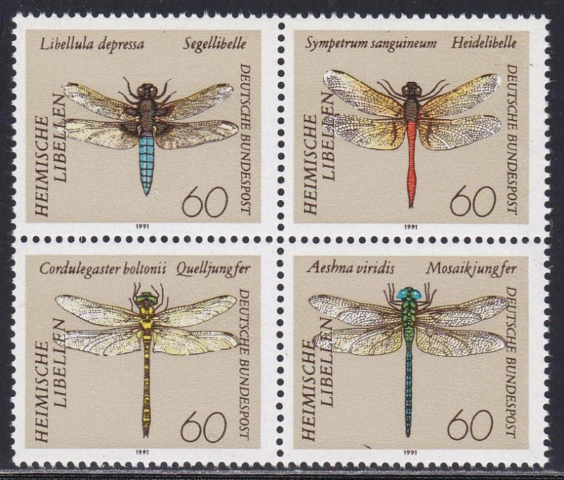 Germany # 1674a, Dragonflies, Block of Four, NH, 1/2 Cat.