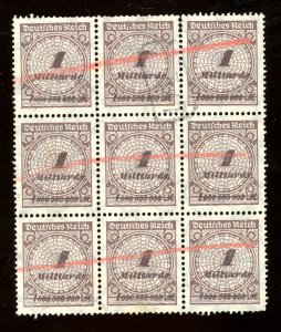 1923 Germany Scott #294 Used Block of 9 Inflation Series