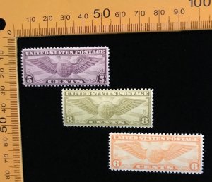 C16, C17, C19 Mint Hinged, F/VF, set of 3, rotary print