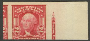 US #320 2c Shield IMPERF mint never hinged, fresh color with imprint