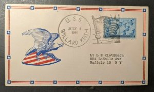 1946 USS Willard Keith 4th of July Navy Cover to Buffalo, New York