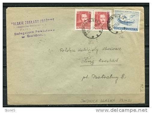 Poland Cover 1950 Cancel ( Swidnica Slaska 29.11.50) Overprint Groszy T26