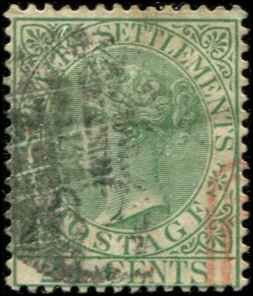 Straits Settlements SC# 54 Victoria 24c  wmk 2 Used