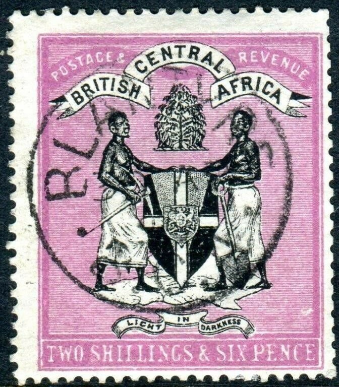 BRITISH CENTRAL AFRICA-1896 2/6 Black & Magenta.  A fine used example Sg 37