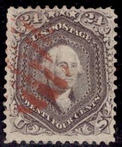 US Stamp #70 24c Red Lilac USED SCV $300. Clean, Fresh Paper.