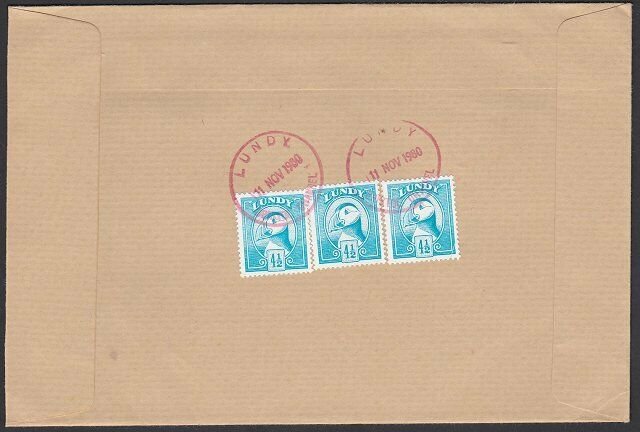 GB LUNDY 1980 cover - Puffin stamps.........................................F910