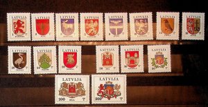 LATVIA Sc 363-77A NH ISSUE OF 1994-6 - ARMS - RARE A SCOMPLETE SET - (AO23)