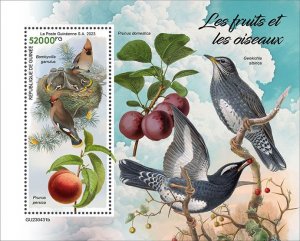 GUINEA - 2023 - Fruits & Birds - Perf Souv Sheet - Mint Never Hinged