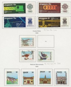 SINGAPORE - Scott 430-498 - 1983-1986   - mostly used - six pages