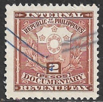 PHILIPPINES 1947 2p ARMS Documentary Revenue Bft 68 VFU