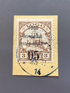 Togo 151 F-VF+ Used on Piece. Signed. Scott $ 70.00