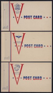WW2 Scarce set of 3 Marine Corp, Army Air Forces, & Army Post Cards Unused