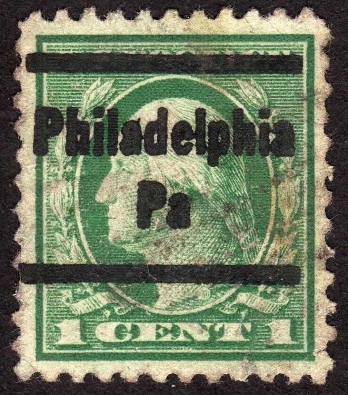 1917, US 1c, Washington, Used, Philadelphia precancel, Sc 498