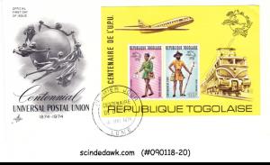 TOGO - 1974 CENTENNIAL OF UNIVERSAL POSTAL UNION UPU - MIN/SHT - FDC