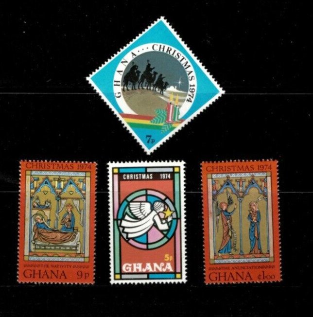 Ghana 1974 - Religion, Christmas - Set of 4 Stamps - Scott #544-7 - MNH