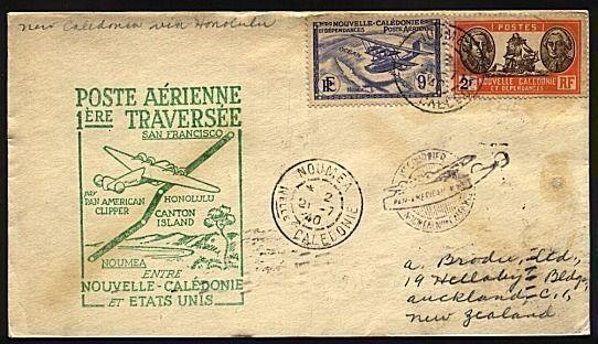 NEW CALEDONIA 1940 first flight cover to San Francisco.......18577