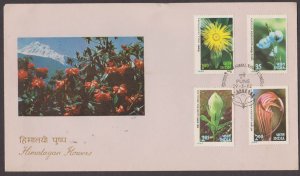 INDIA - 1982 HIMALAYAN FLOWER - 4V - FDC